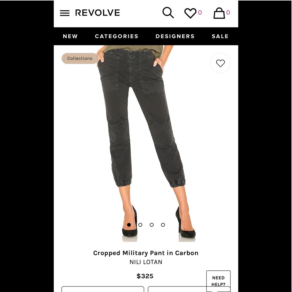 NILI LOTAN Cropped Military Pant in Carbon, barely worn size 00